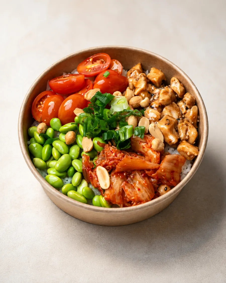 Turtok Bowl mit Chicken Teriyaki und Kimchi